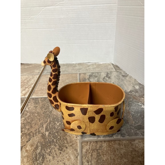 Metal Giraffe Planter Pot Holder Organizer Desk Decor Safari Jungle - Picture 3 of 8